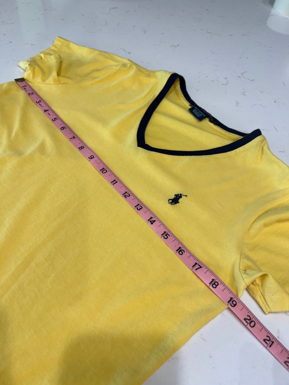 Ralph Lauren Sport Yellow V Neck Tee Pony Logo Short Sleeve L - Picture 5 of 6